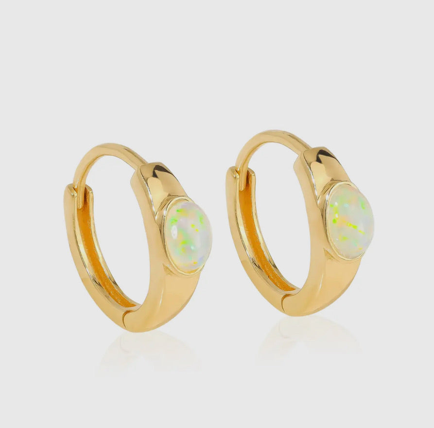 Opal and Gold Hoops