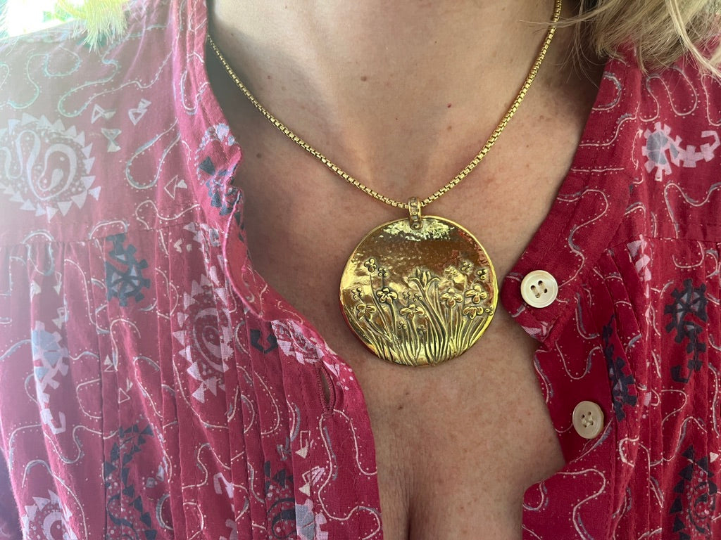 Gold Floral Pendant