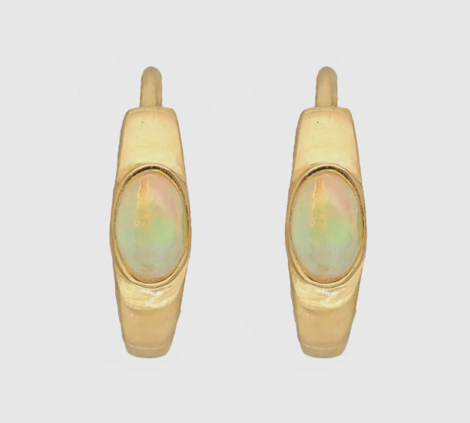 Opal and Gold Hoops