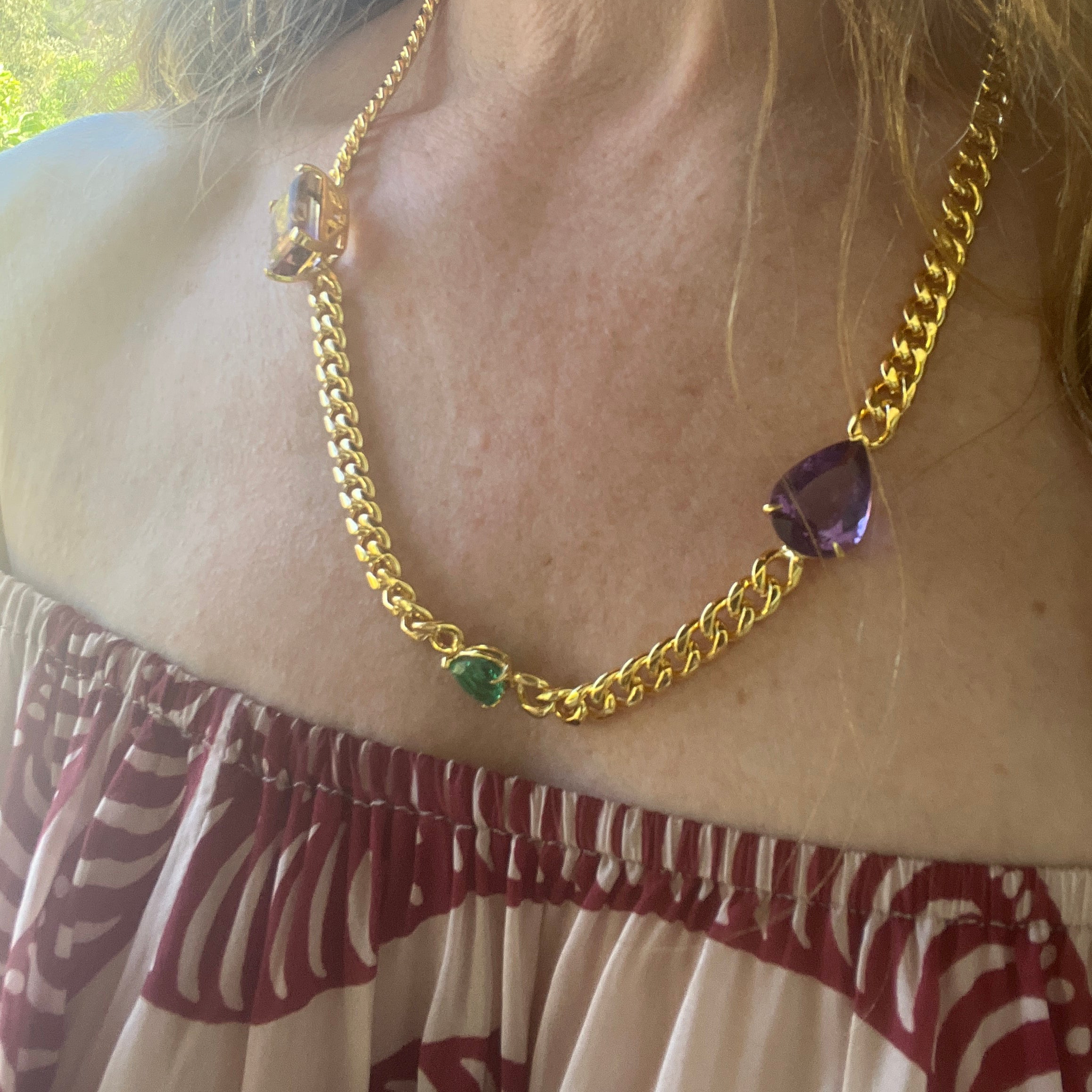 Amethyst & Emerald Candy Necklace
