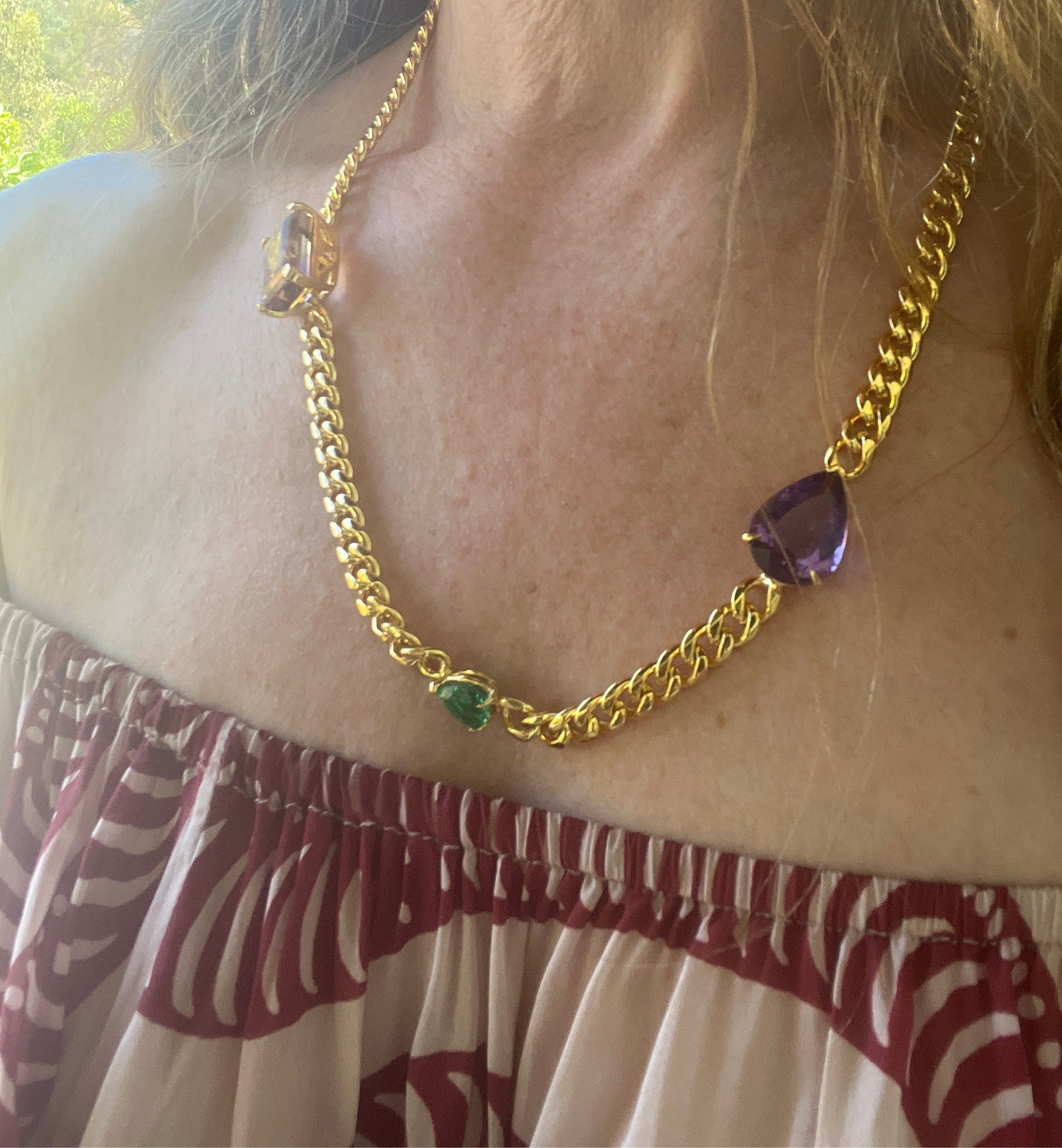 Amethyst & Emerald Candy Necklace