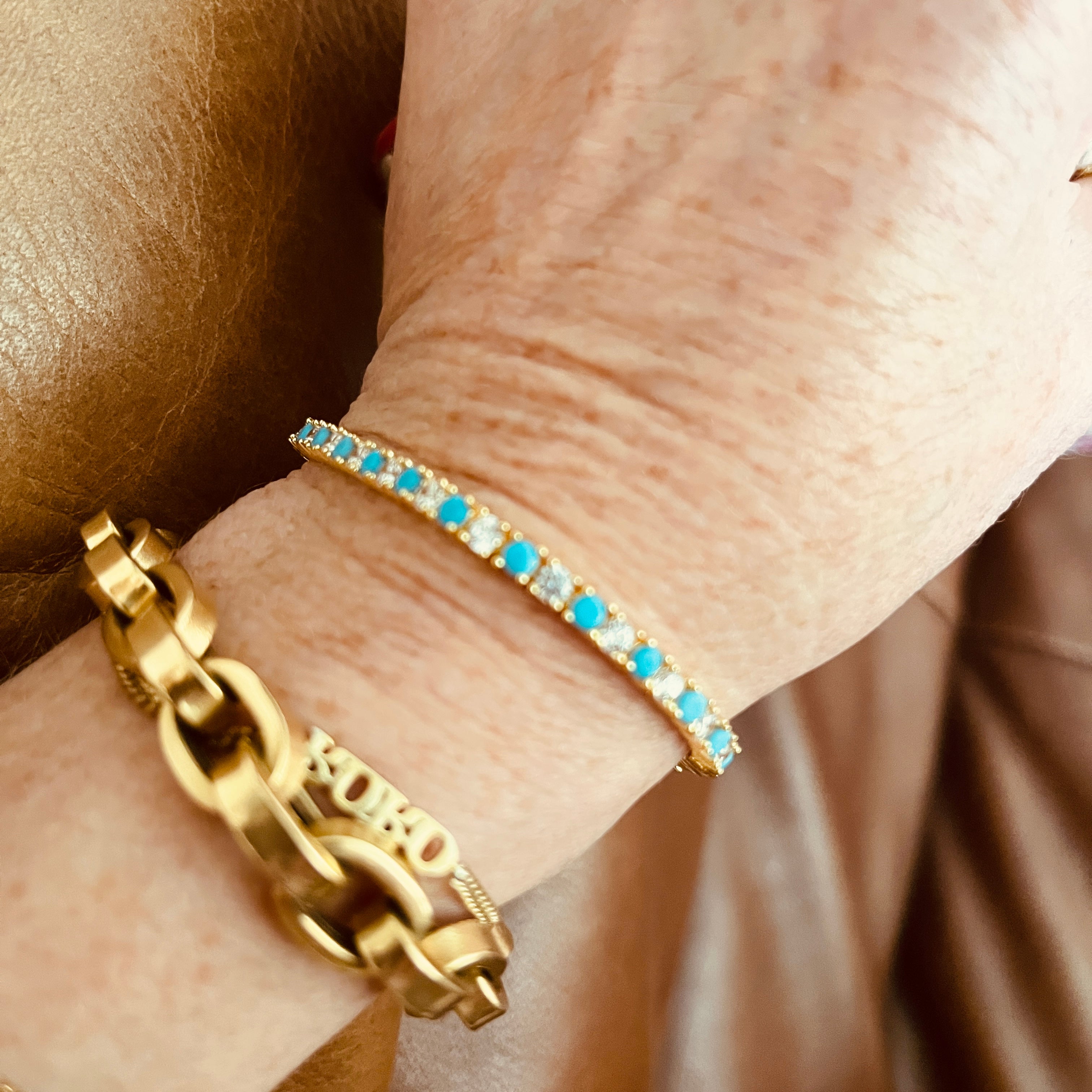 Shimmy Bracelet in Turquoise & Diamontes
