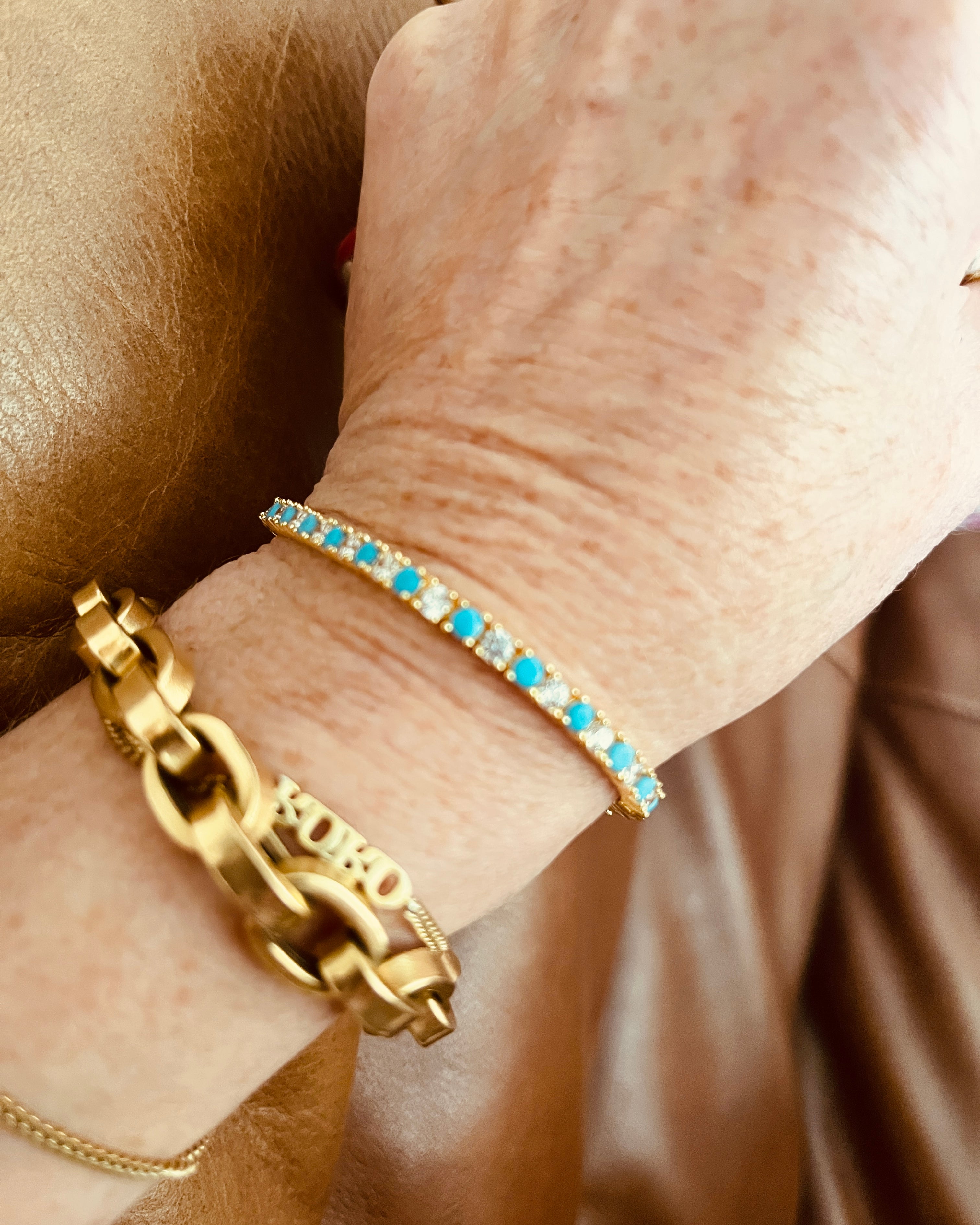Shimmy Bracelet in Turquoise & Diamontes