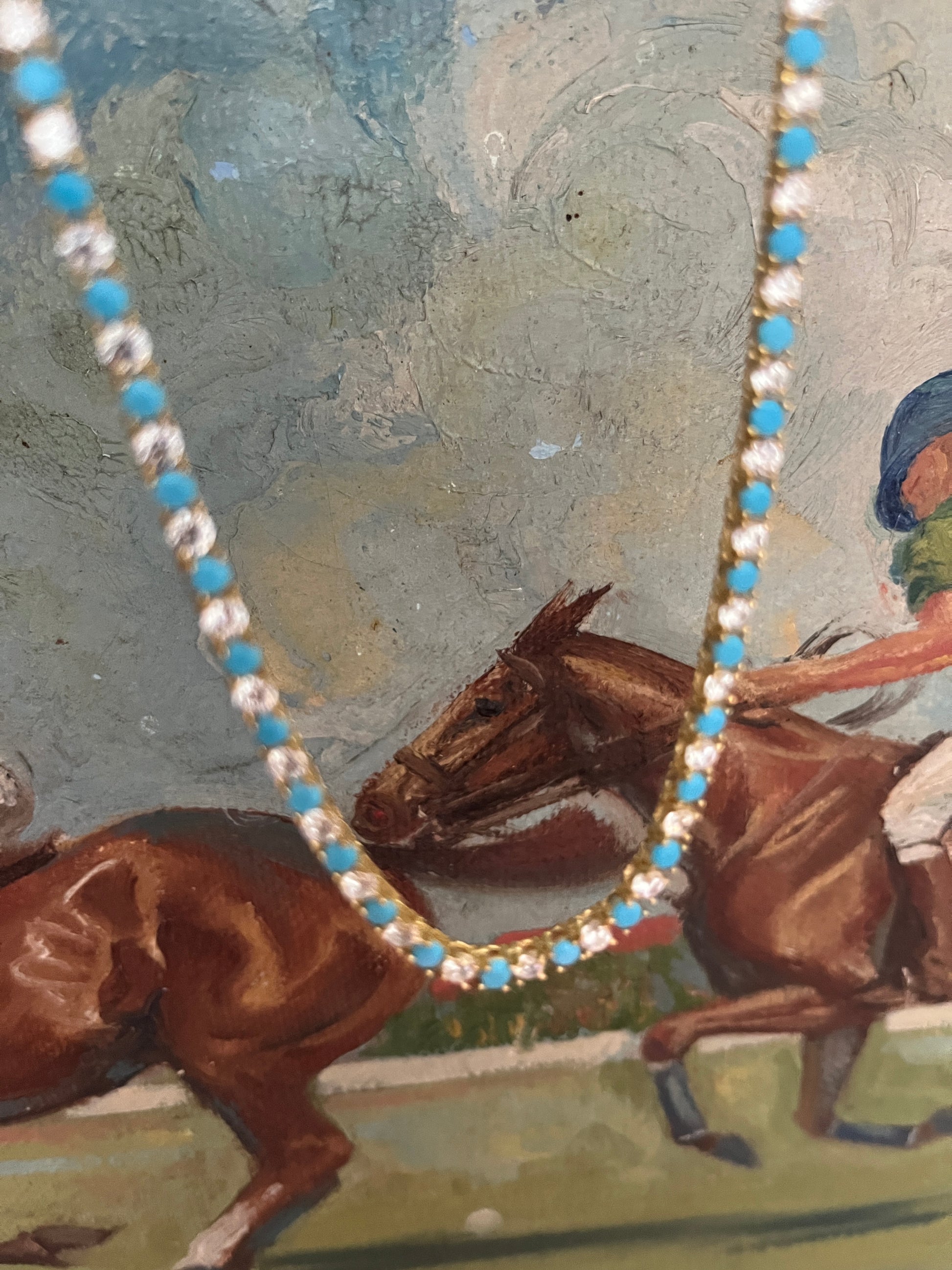 Pretty Pony Necklace in Turquoise & Diamonds