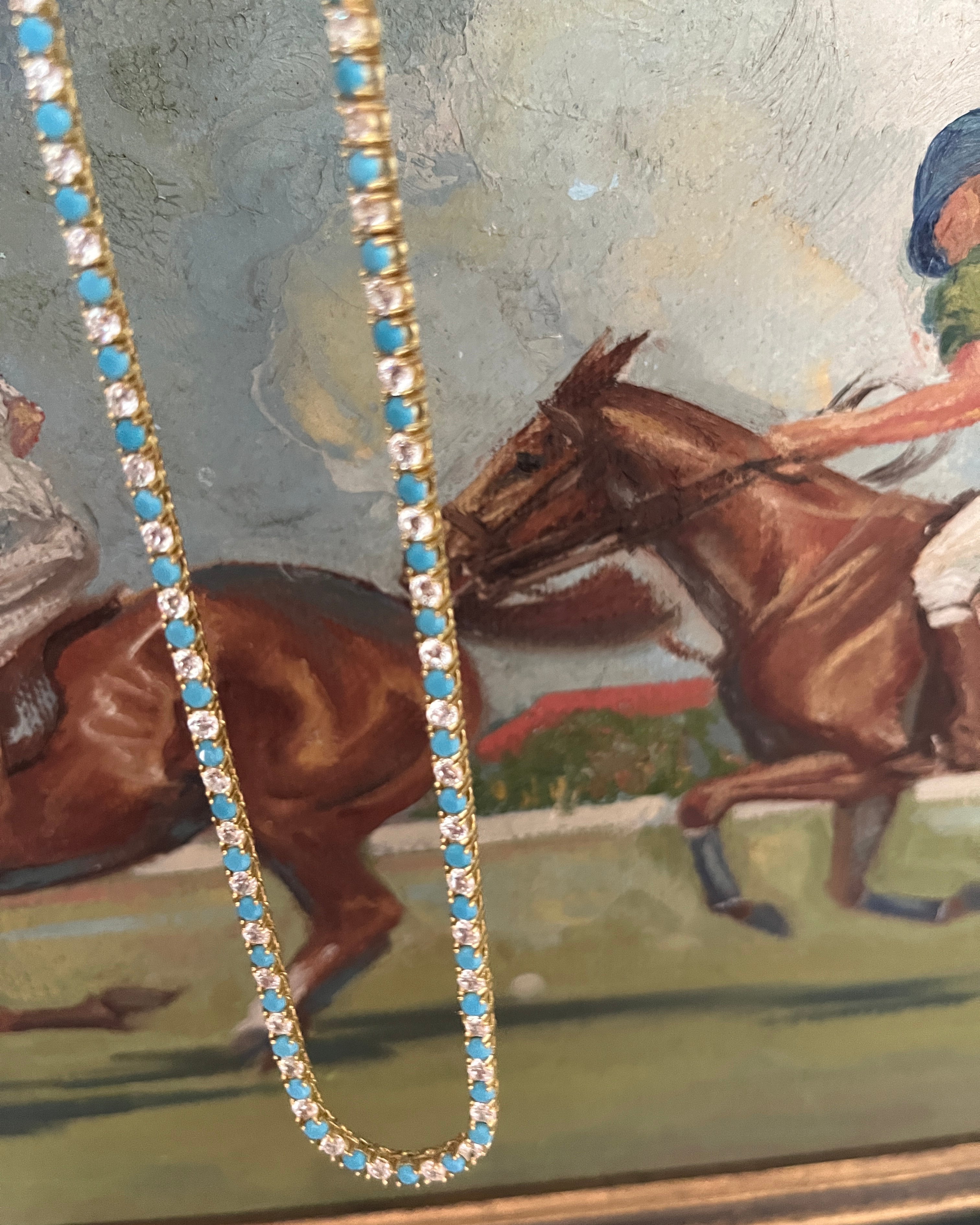 Pretty Pony Necklace in Turquoise & Diamonds