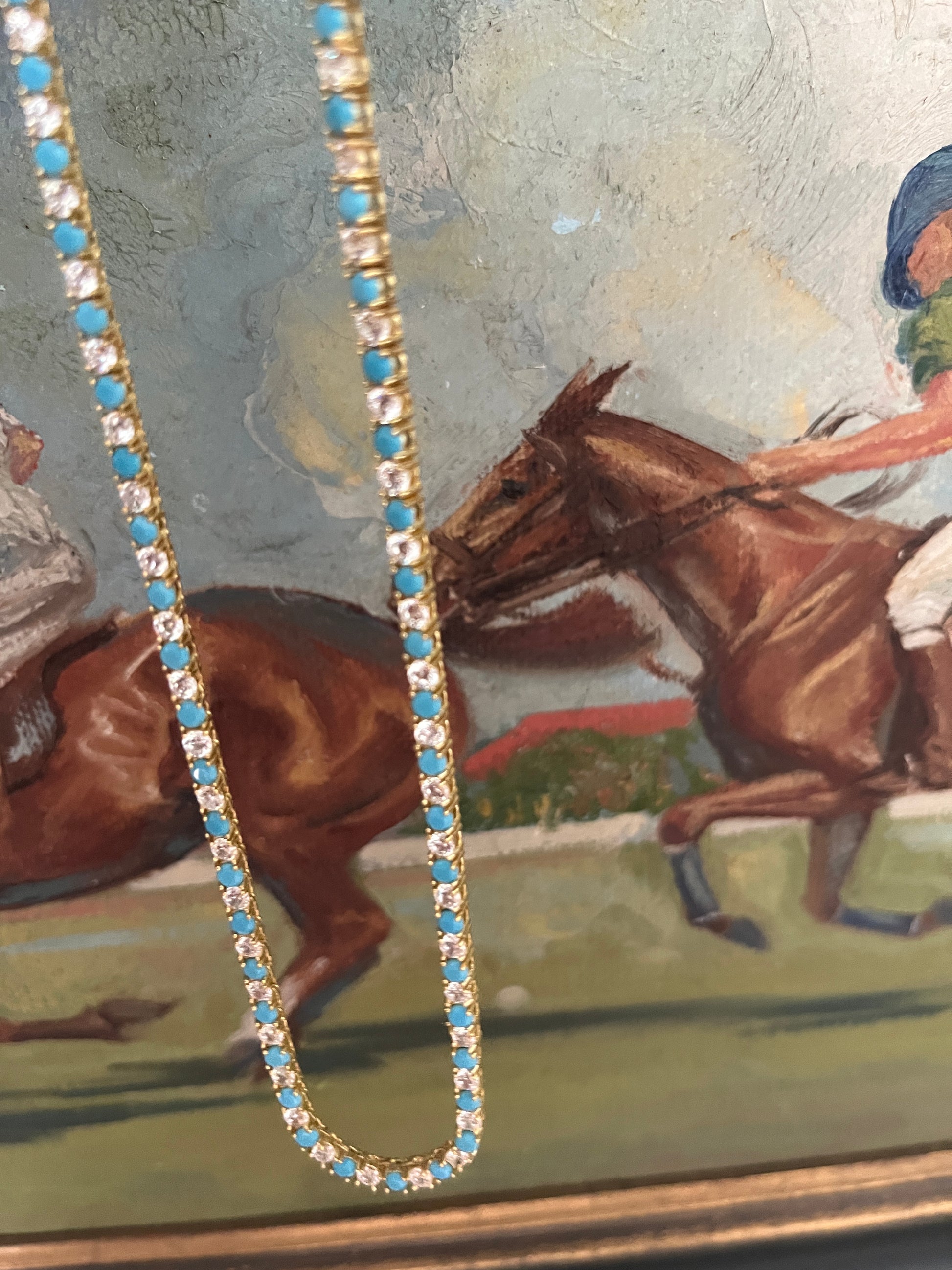 Pretty Pony Necklace in Turquoise & Diamonds