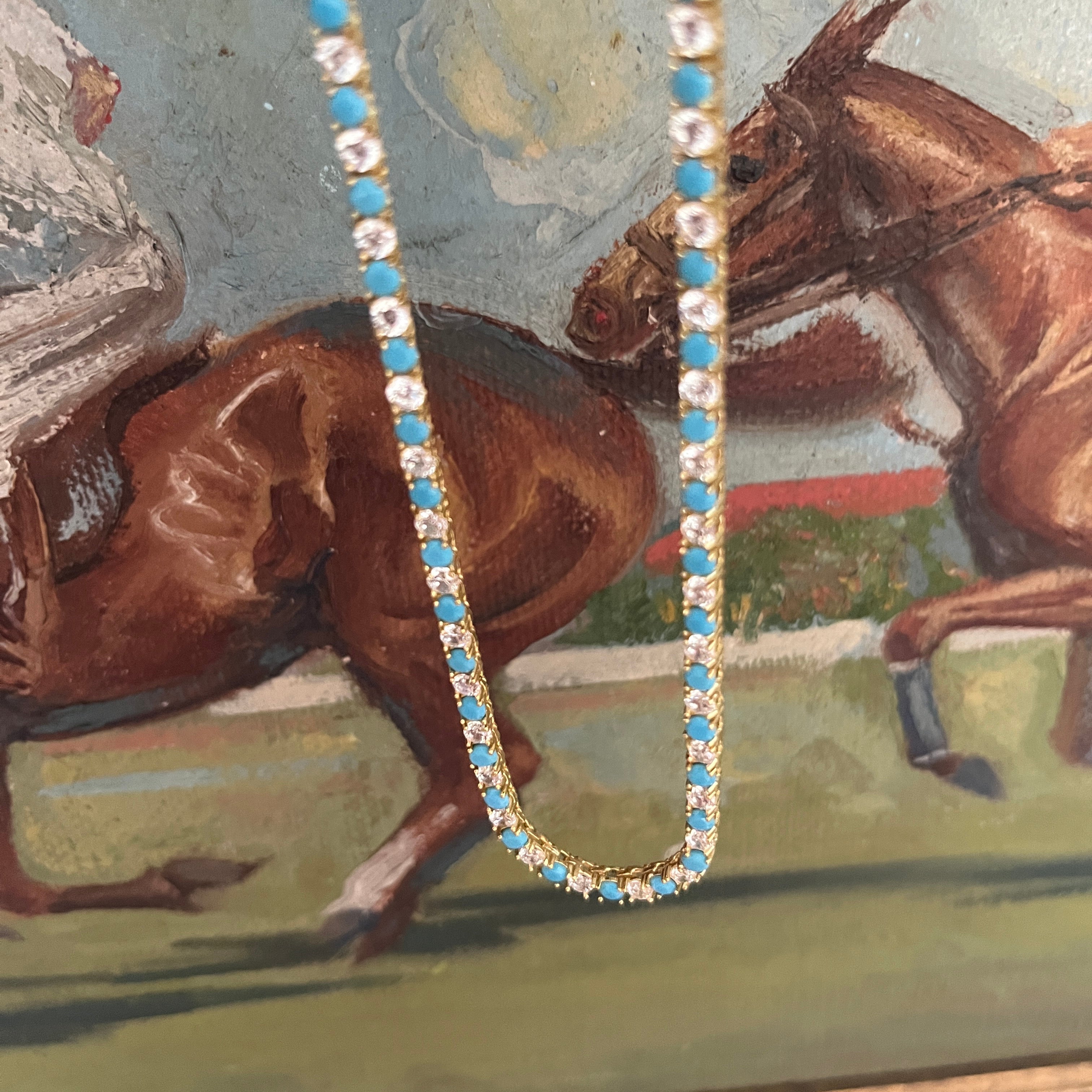 Pretty Pony Necklace in Turquoise & Diamonds