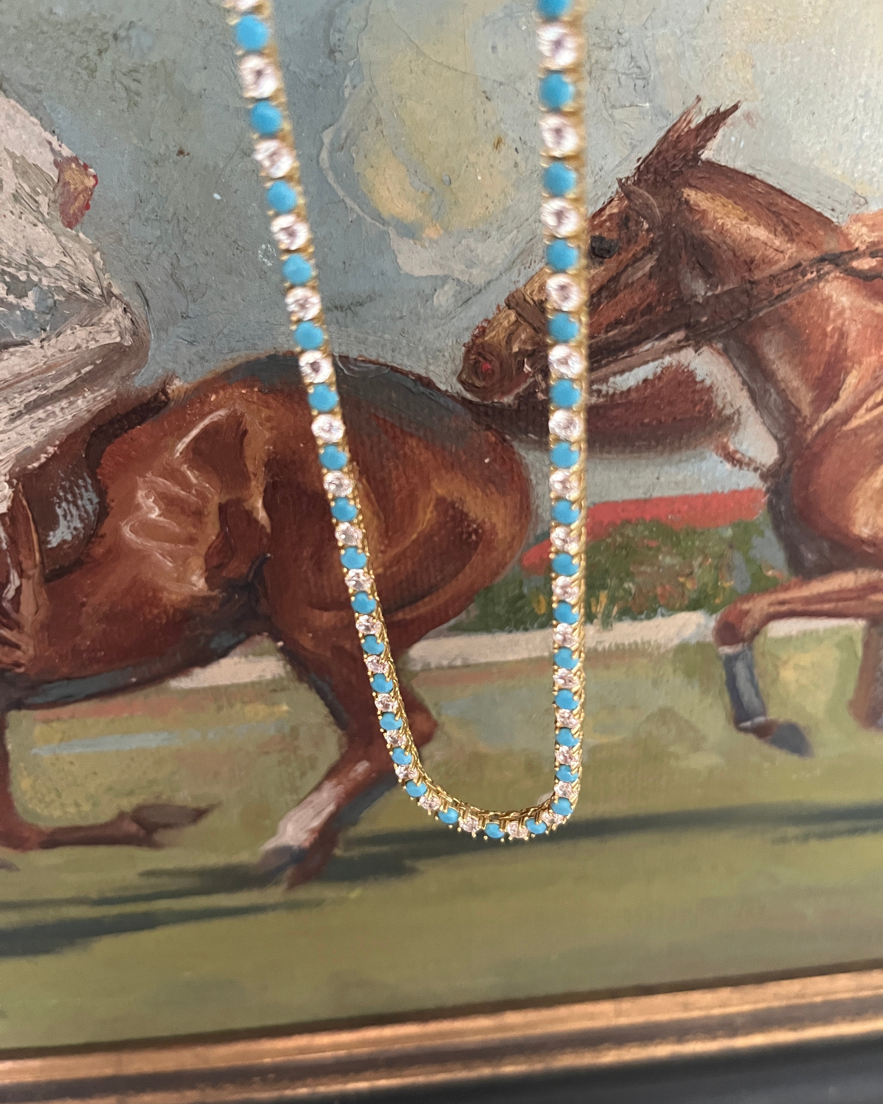Pretty Pony Necklace in Turquoise & Diamonds