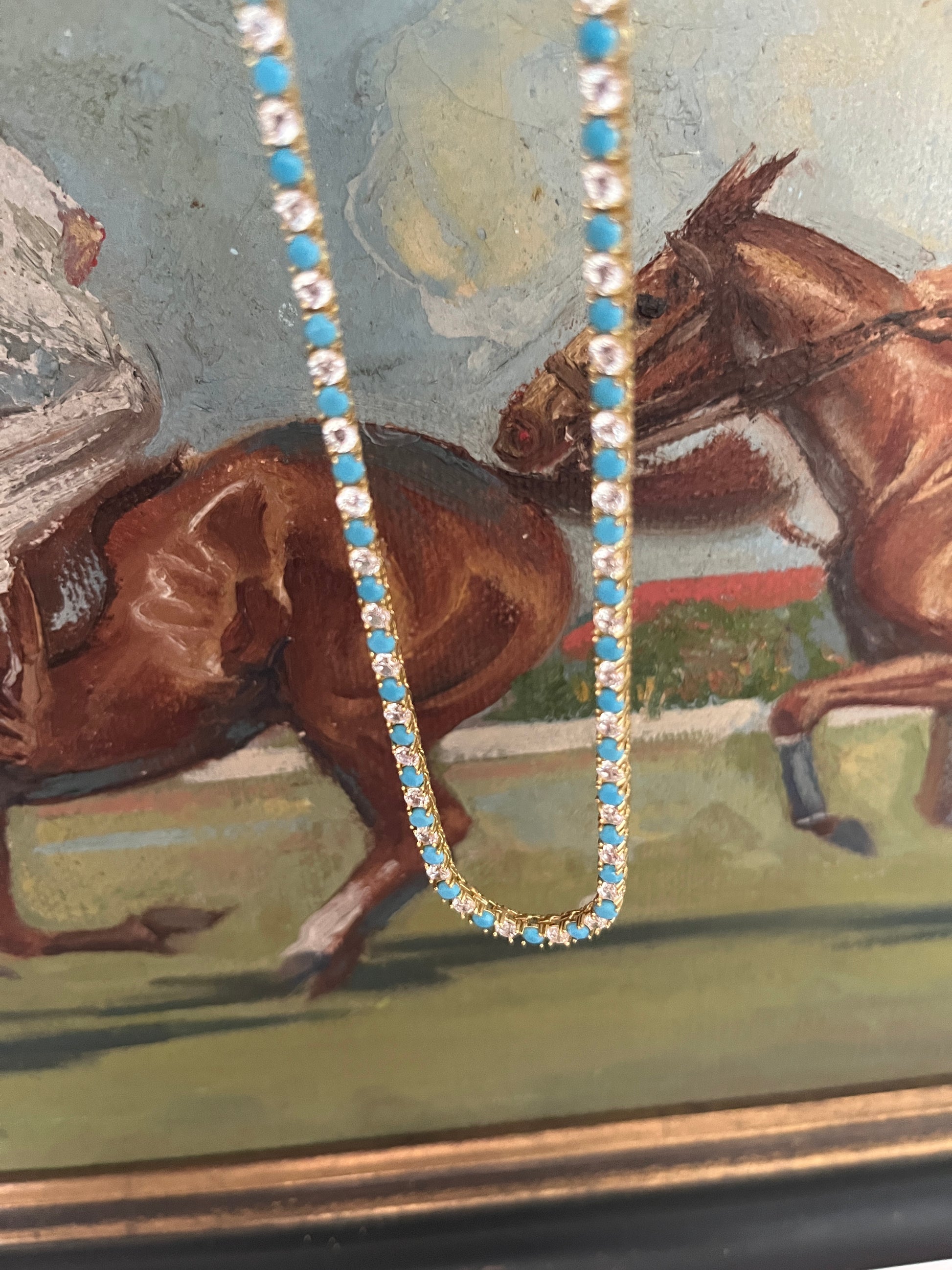 Pretty Pony Necklace in Turquoise & Diamonds