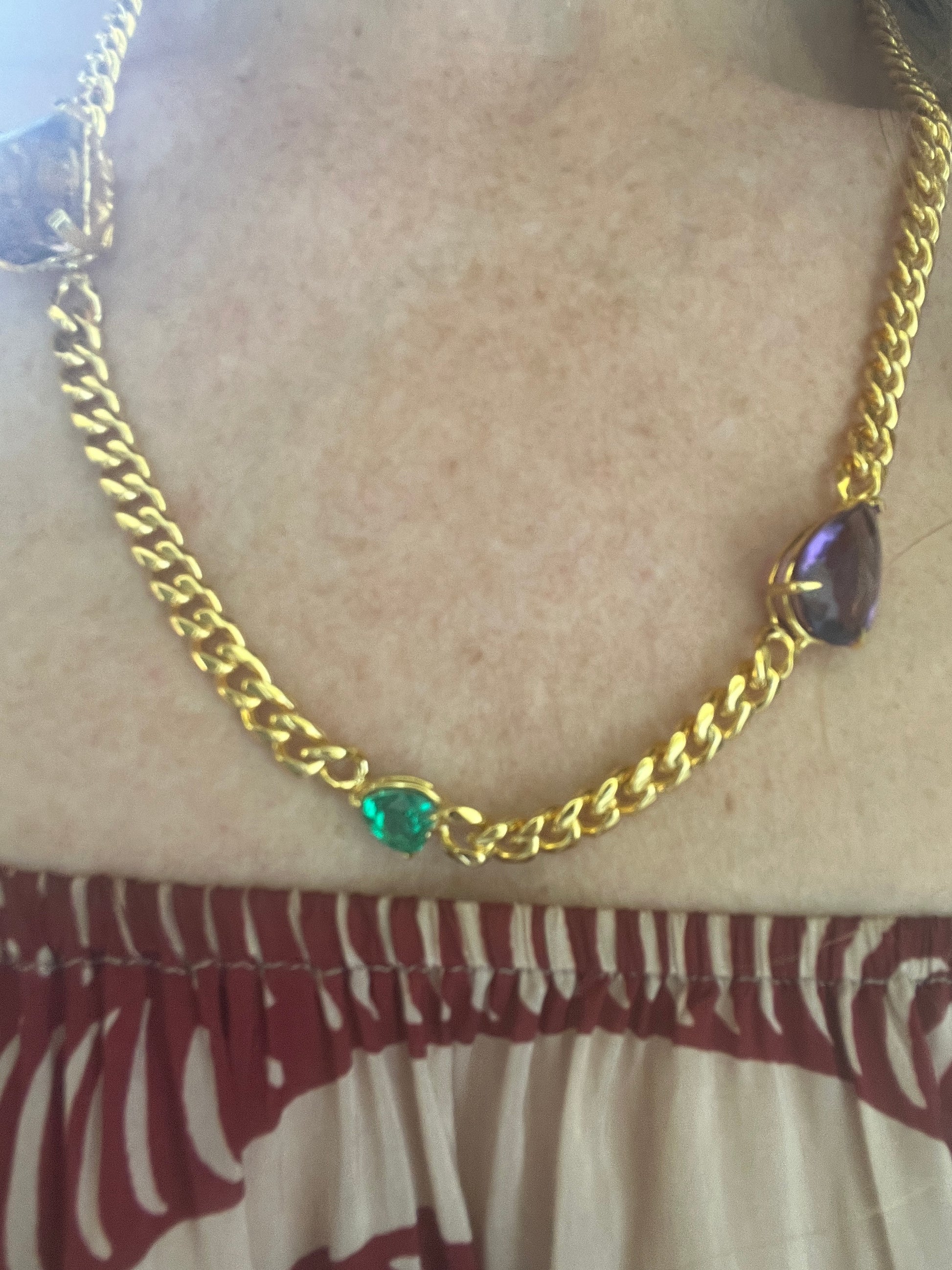 Amethyst & Emerald Candy Necklace
