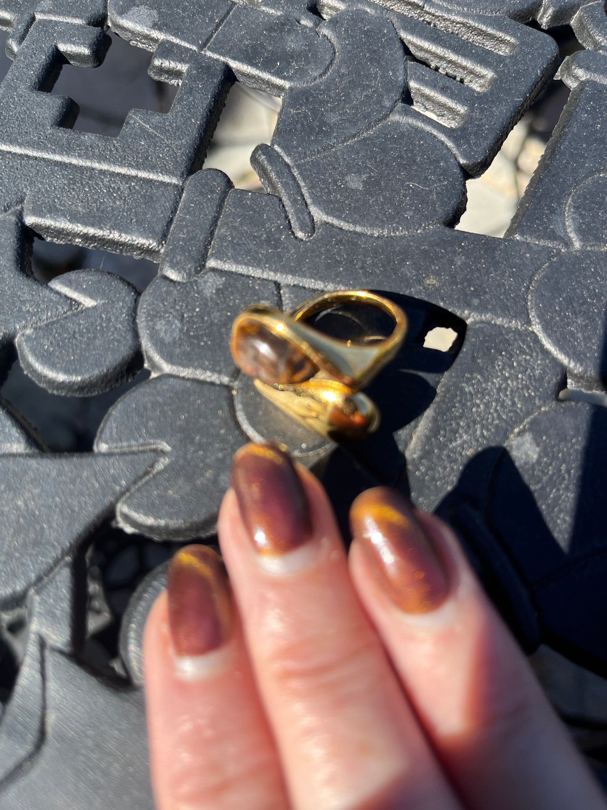 Tiger Eye & Gold Stacked Ring