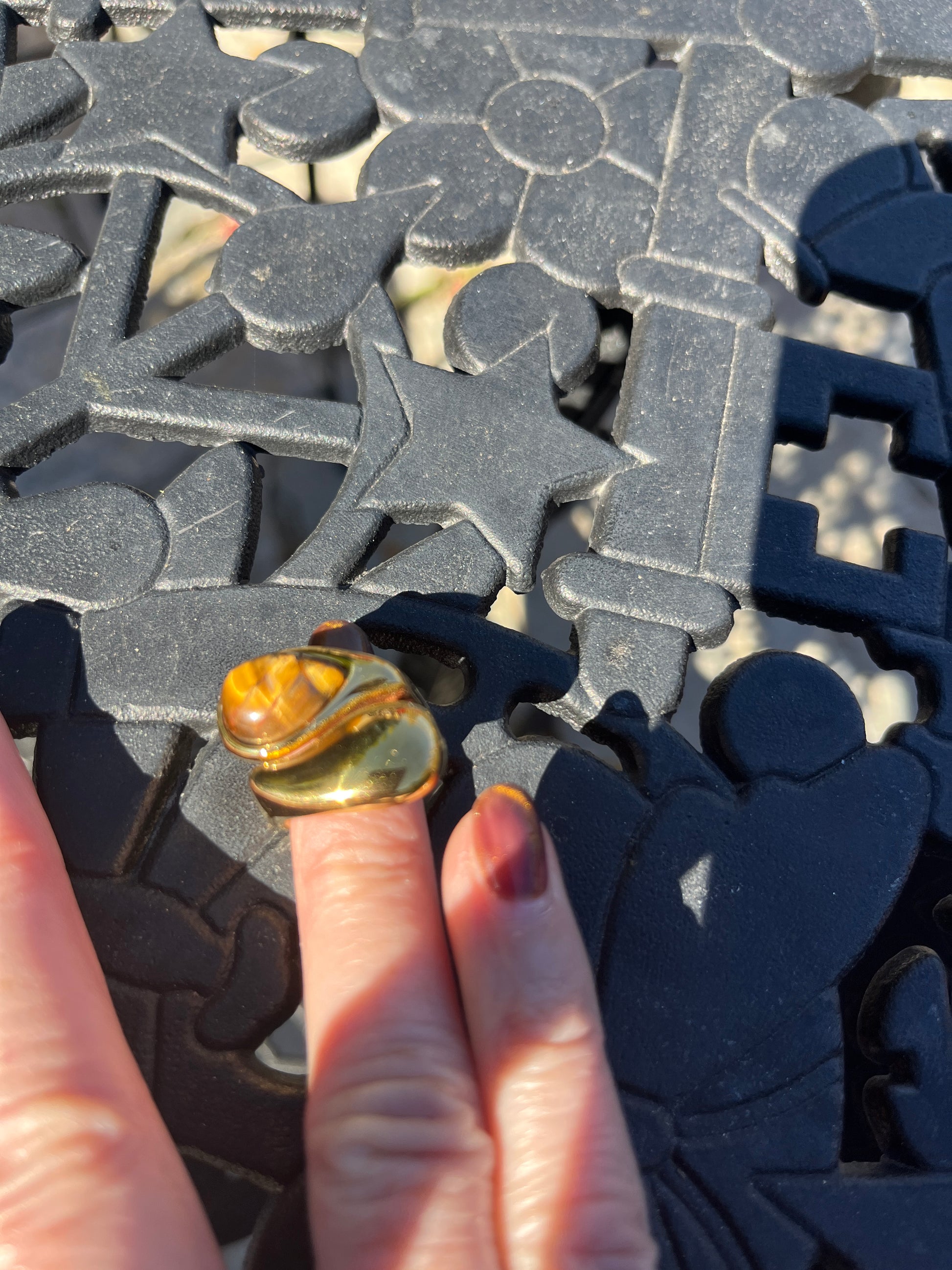 Tiger Eye & Gold Stacked Ring