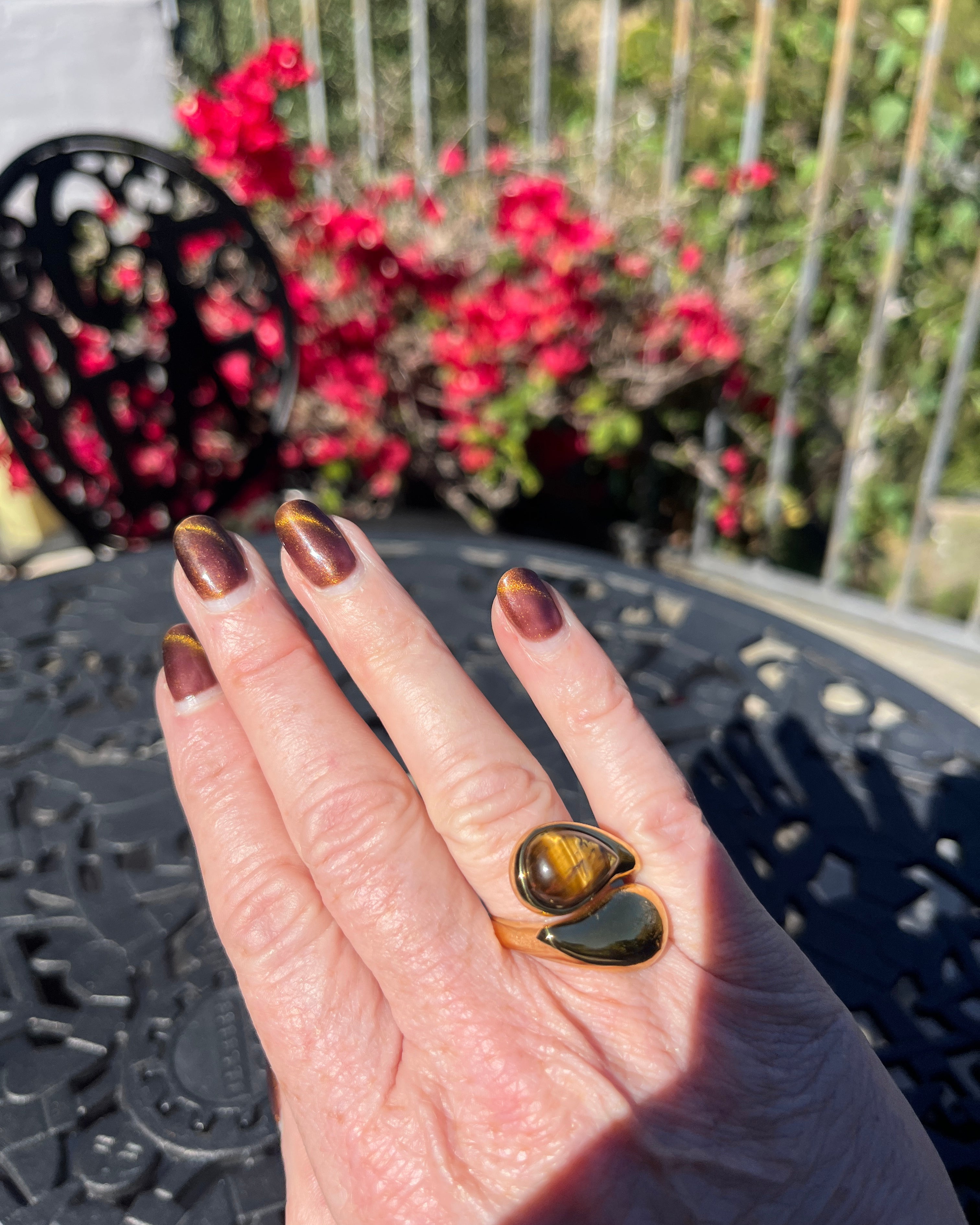 Tiger Eye & Gold Stacked Ring