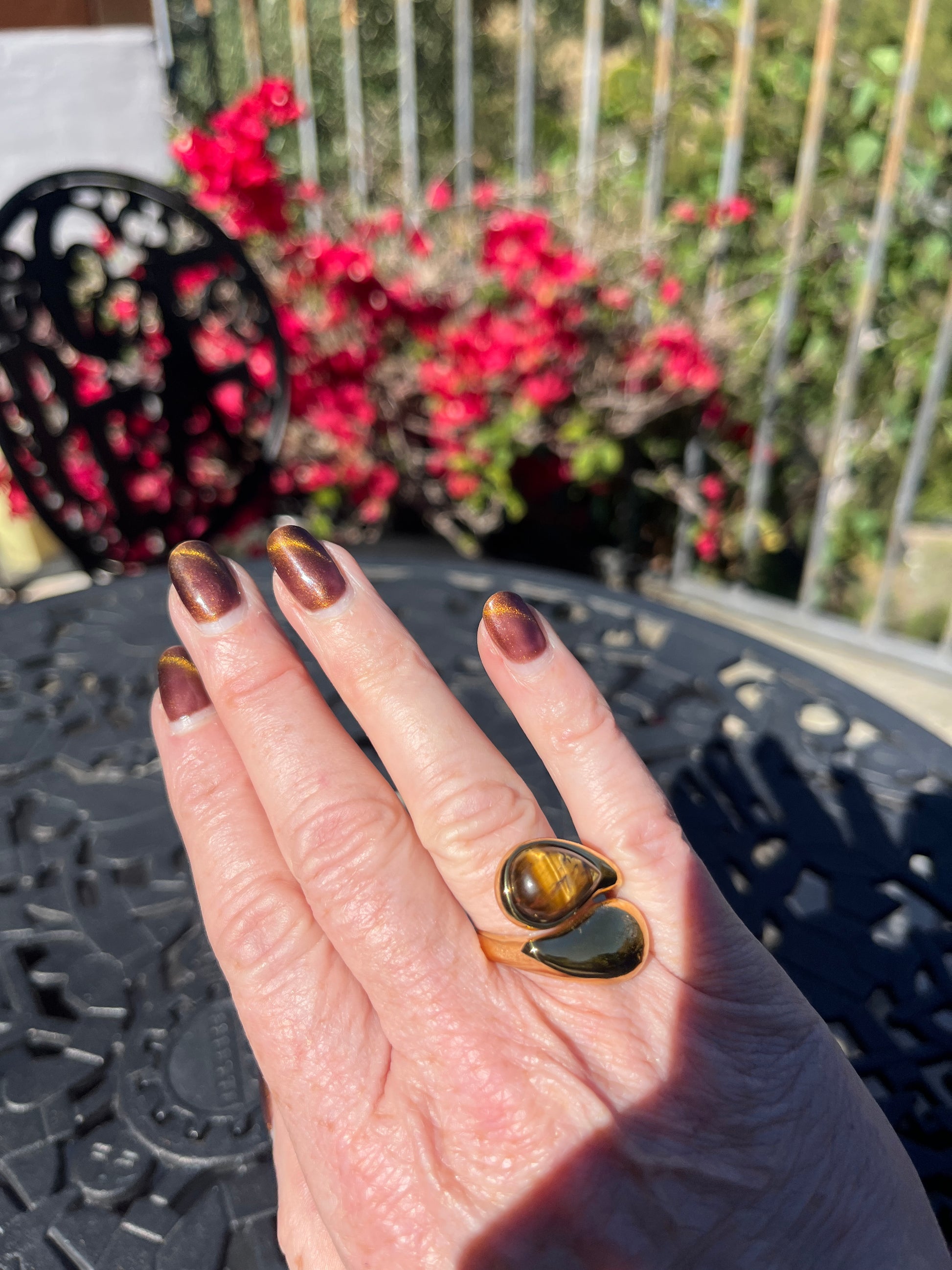 Tiger Eye & Gold Stacked Ring