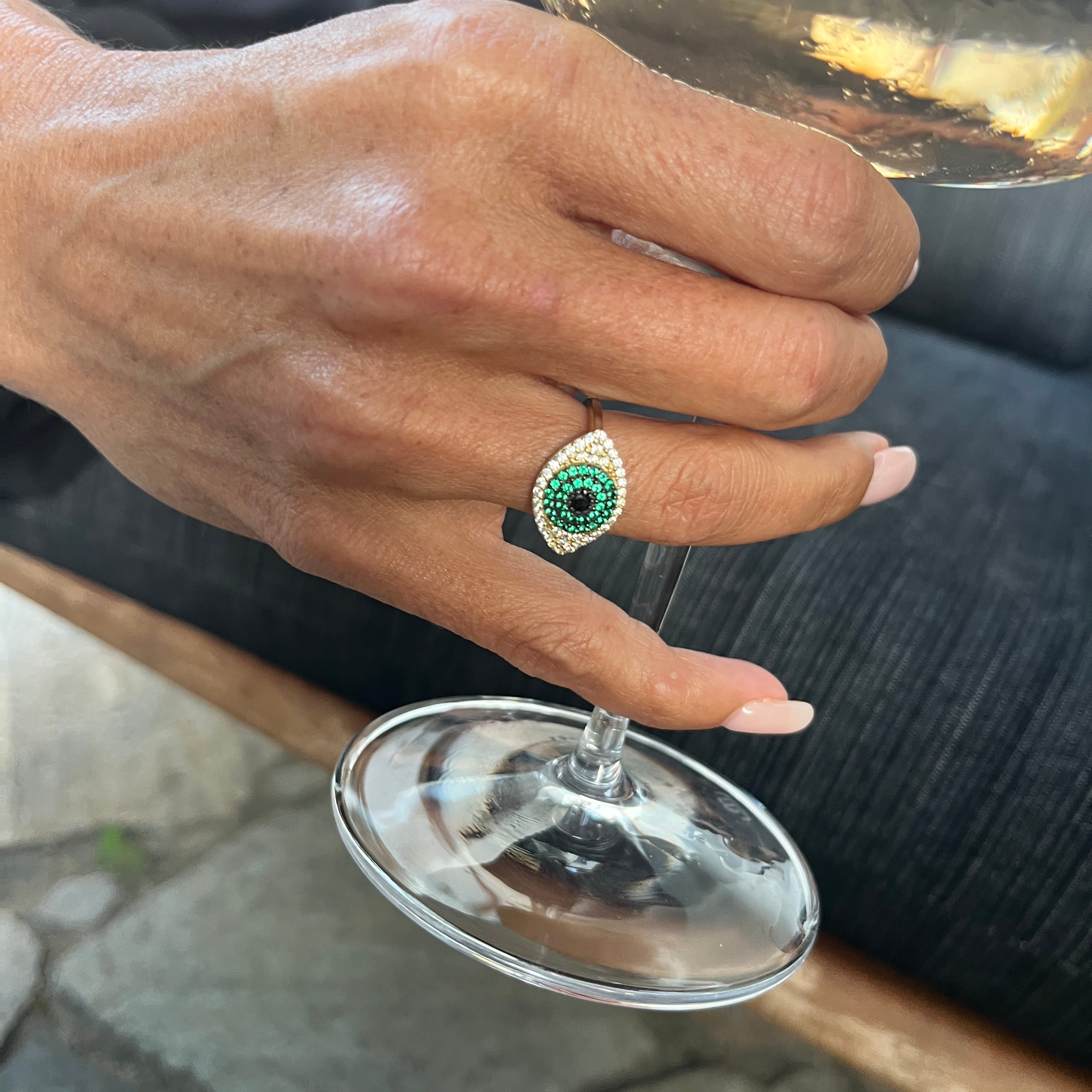 Green Eye Evil Eye Ring