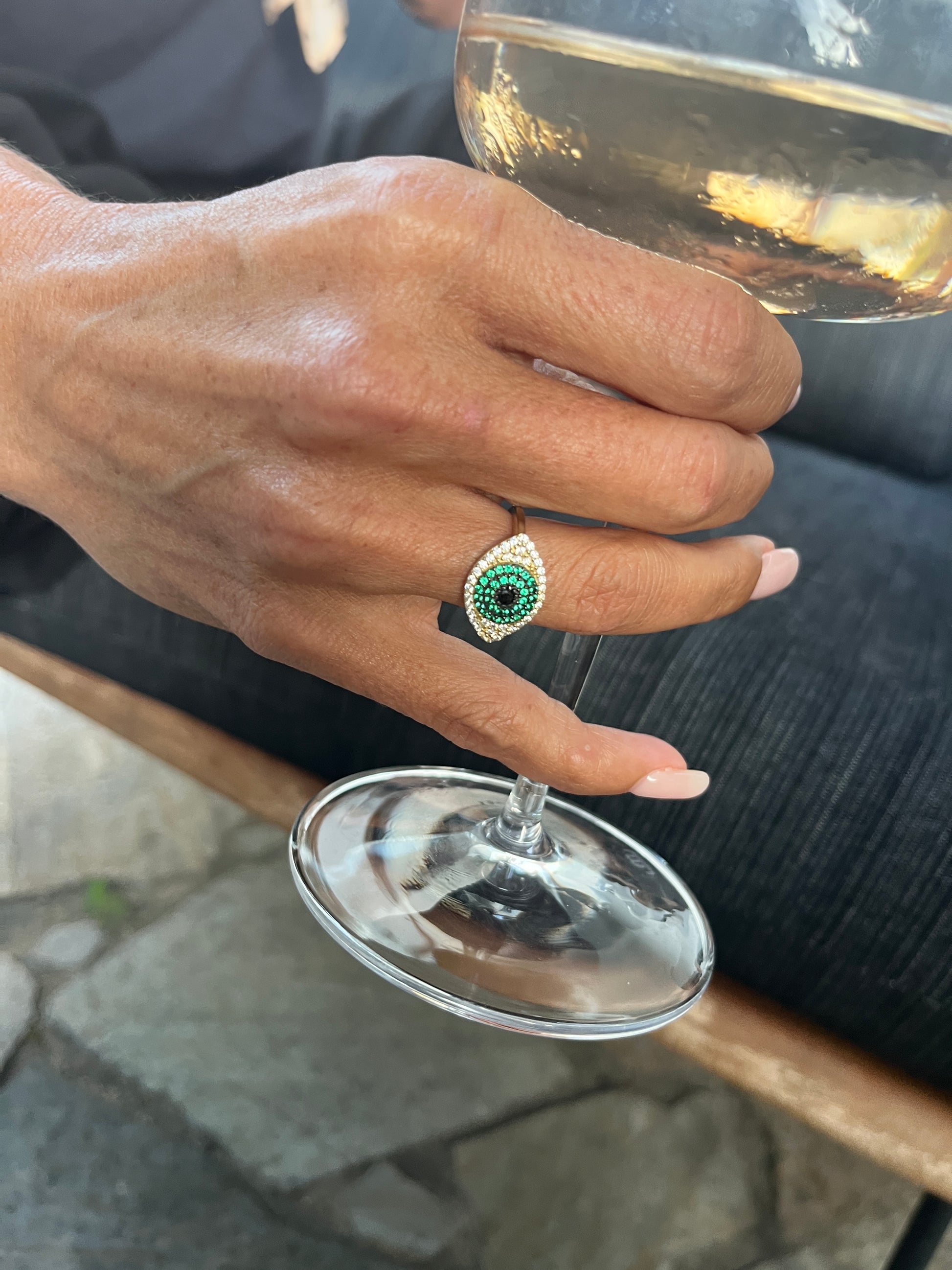 Green Eye Evil Eye Ring