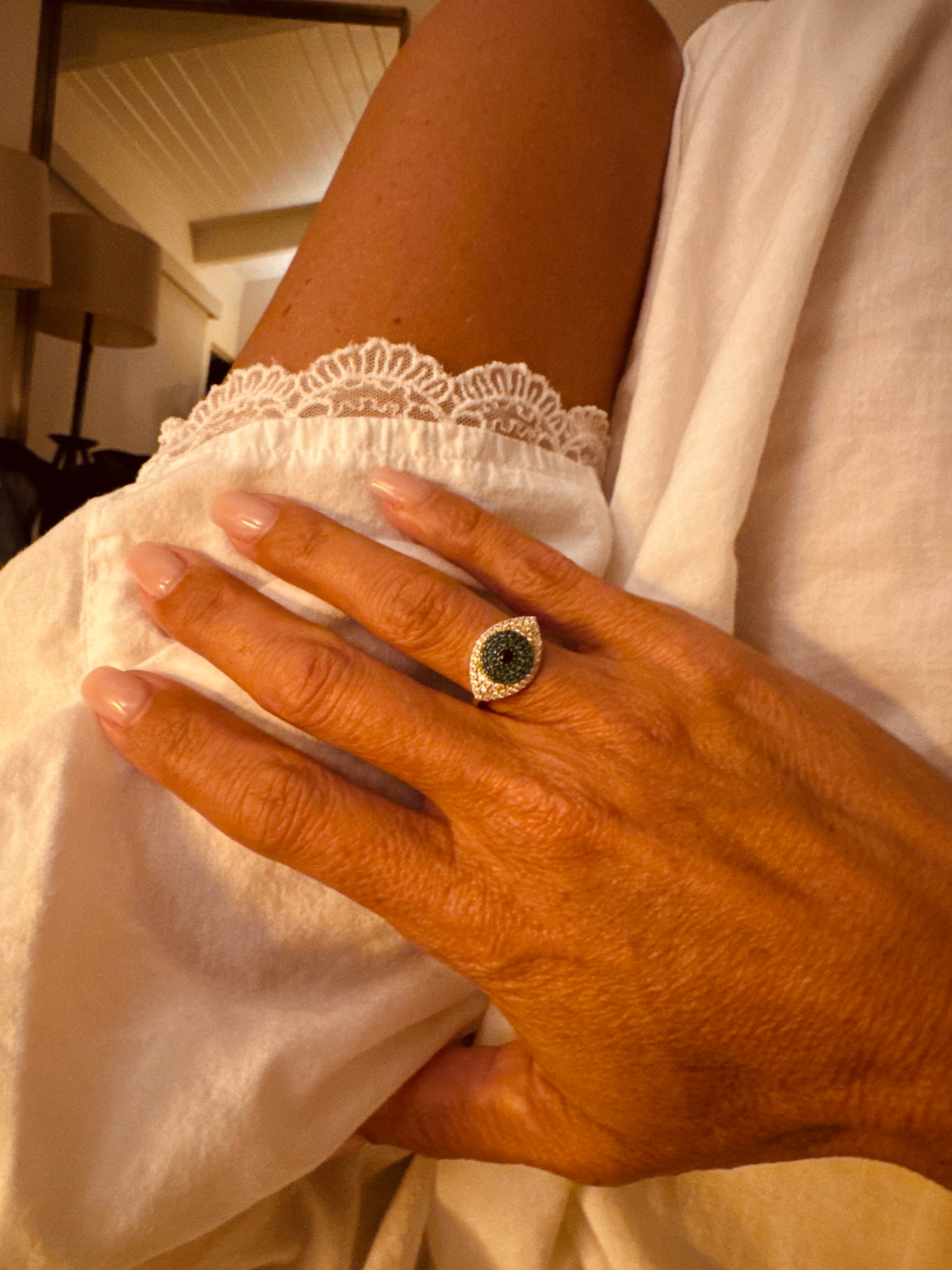 Green Eye Evil Eye Ring