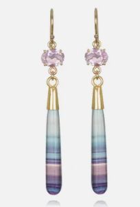Fluorite & Pink Amethyst Drop Earrings